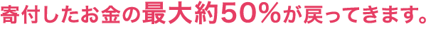 寄付したお金の最大約50%が戻ってきます。